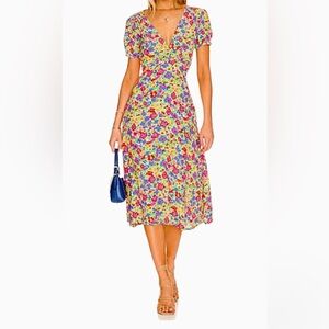 FAITHFUL THE BRAND -Raphaela Midi Dress La Fortuna Floral size 8 party revolve